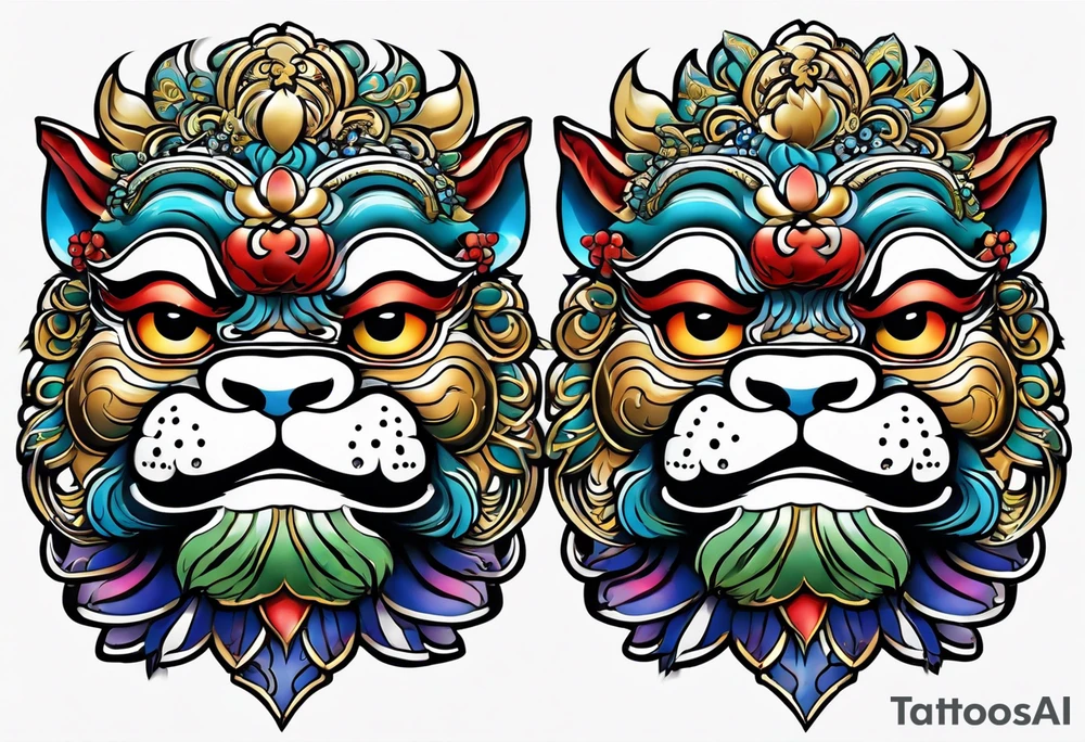 Okinawan shisa pair. One has their mouth closed tattoo idea