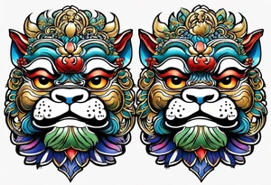 Okinawan shisa pair. One has their mouth closed tattoo idea