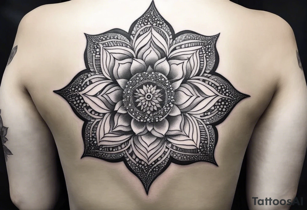 Ornamental tattoo with nature on the back tattoo idea
