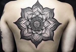 Ornamental tattoo with nature on the back tattoo idea
