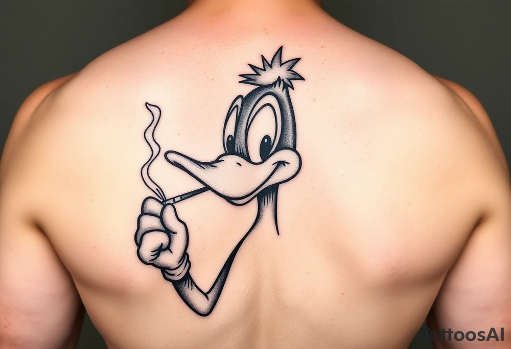 Older Daffy duck smoking tattoo idea