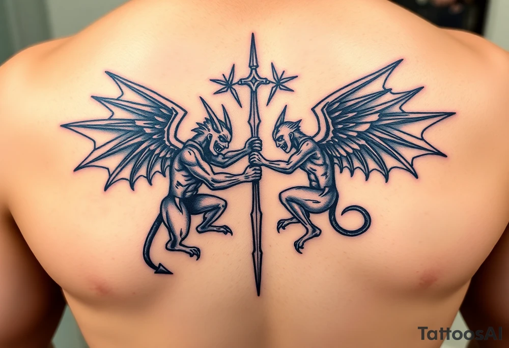 Demons and angels fighting tattoo idea