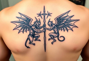 Demons and angels fighting tattoo idea