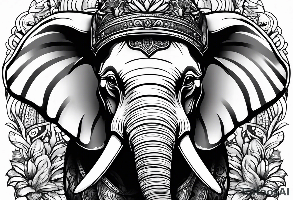 Elephant wearing a helmet tattoo idea