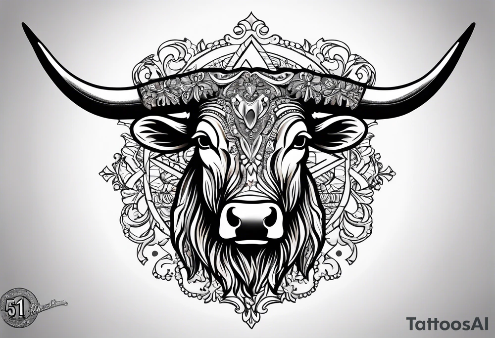 cybersigilism mean Longhorn with state of texas behind it 
With “512” on top of head tattoo idea