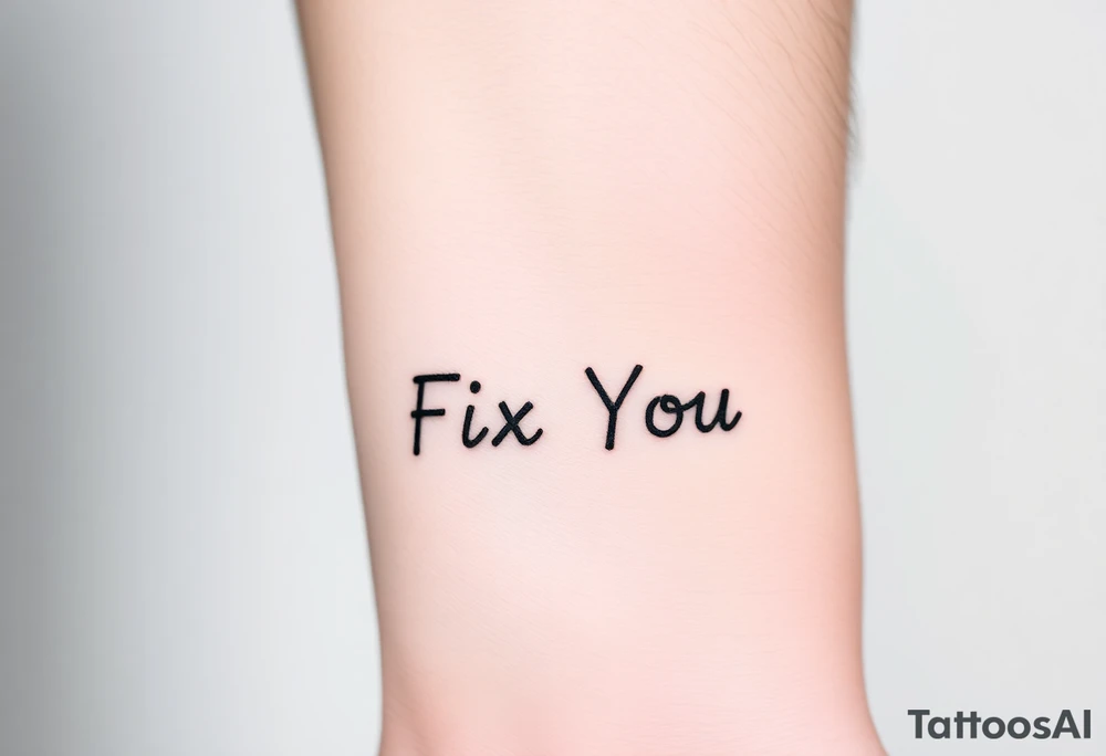 Minimalist text with Fix You by Coldlay tattoo idea