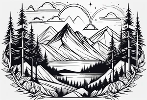 Mountains, animals, concept tattoo idea