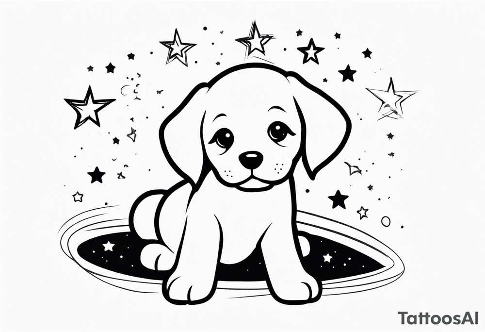 Cute puppy and stars tattoo idea