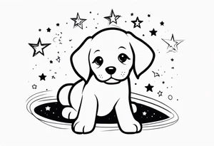 Cute puppy and stars tattoo idea