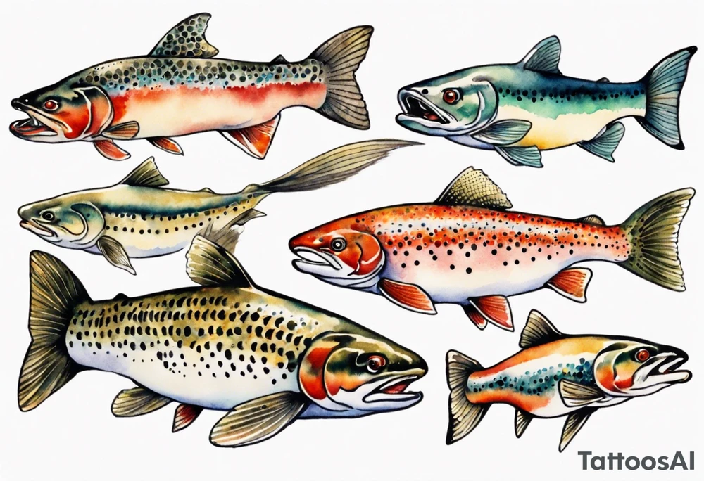 watercolor of a trout tattoo idea