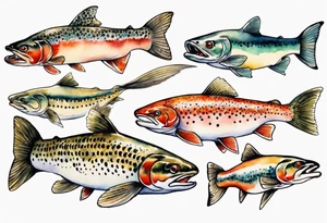watercolor of a trout tattoo idea