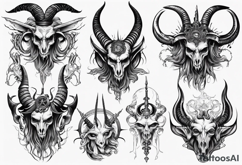 Baphomet sleeve high contrast tattoo idea