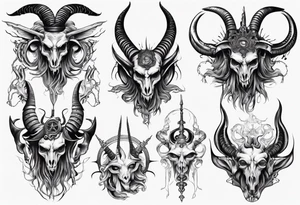 Baphomet sleeve high contrast tattoo idea