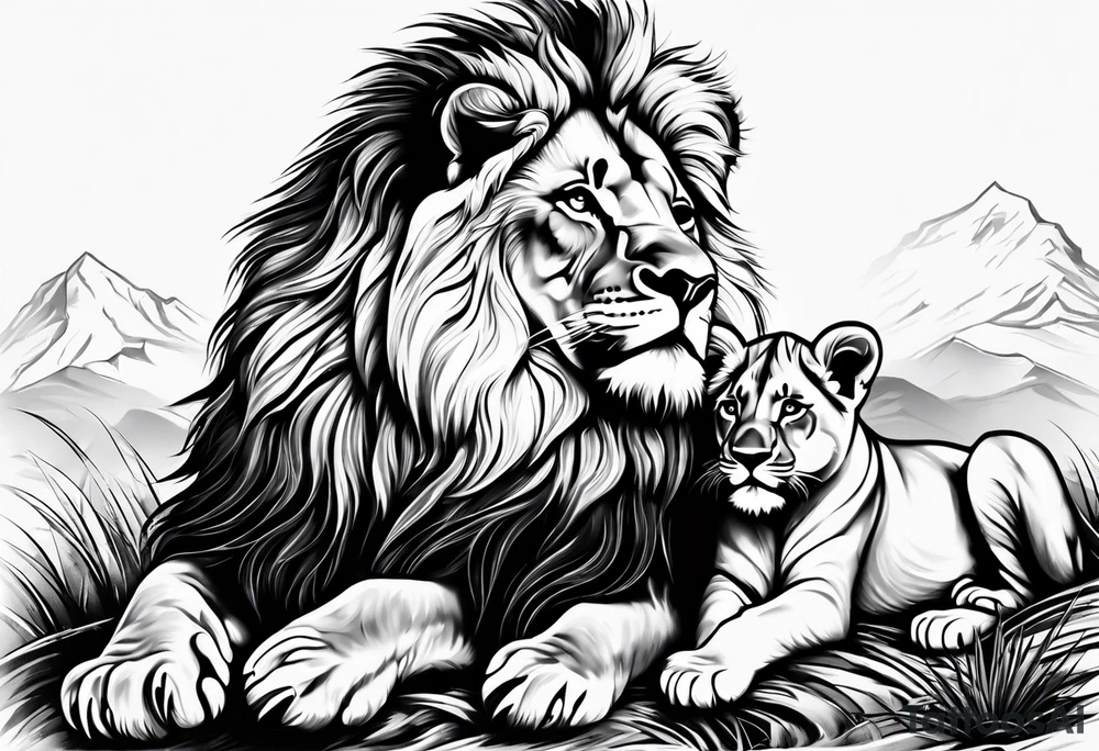 lion and cub tattoo idea