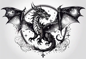 Constellation, wing , snow , cross , dragon cute tattoo idea