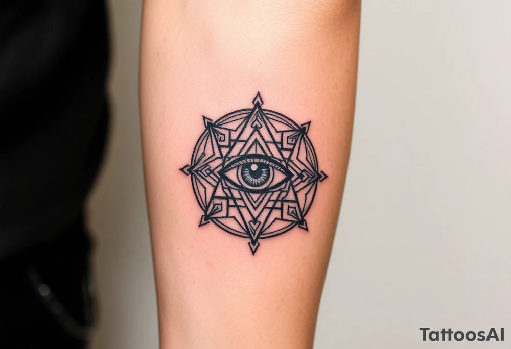 sacred geometry with eye in the middle tattoo idea