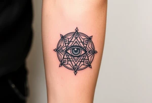 sacred geometry with eye in the middle tattoo idea