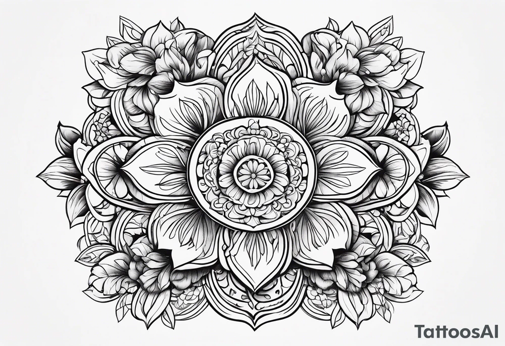 ornaments of flowers tattoo idea
