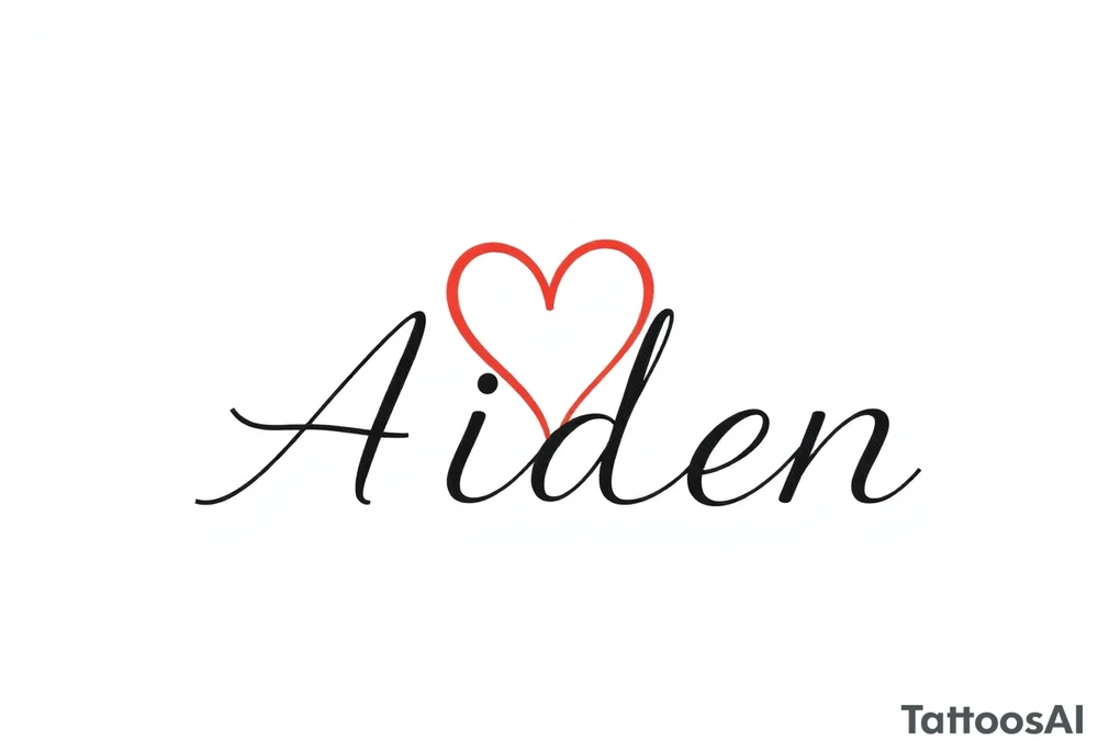 The name Aiden with a love heart tattoo idea
