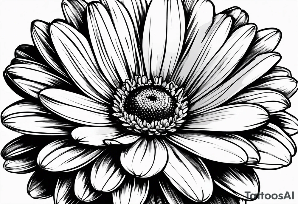 Daisy with minimal pedals from top view tattoo idea