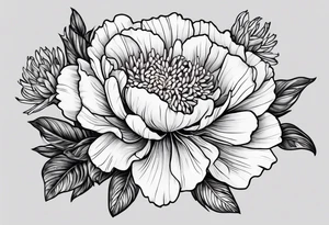 Carnation aster and violet blossom flat lay bouquet tattoo idea