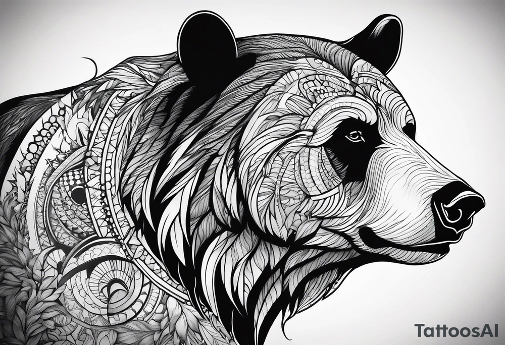 Bear gazing into the distance tattoo idea