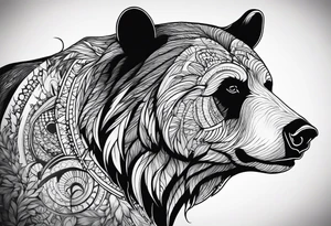 Bear gazing into the distance tattoo idea