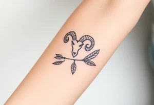 Aries zodiac sign with boho arrow and feathers tattoo idea