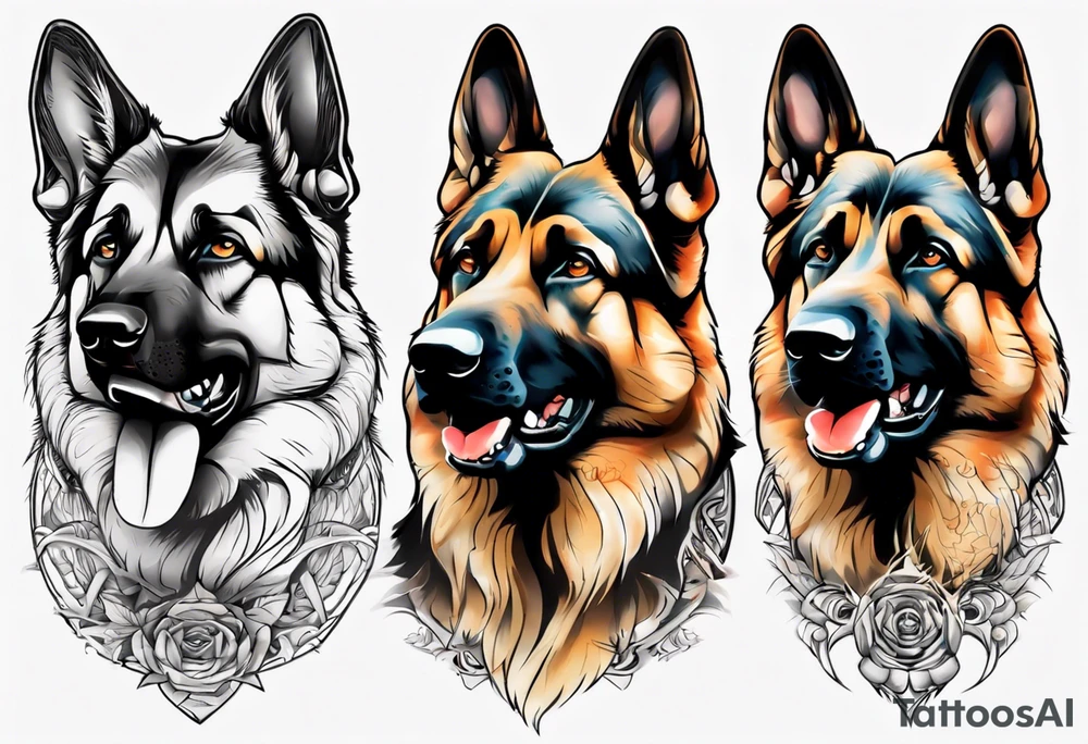 German shepherd profile tattoo idea
