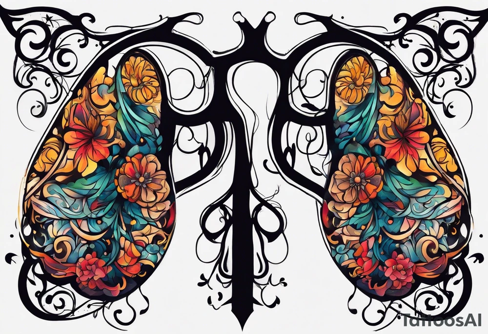 simple line tattoo of lungs tattoo idea