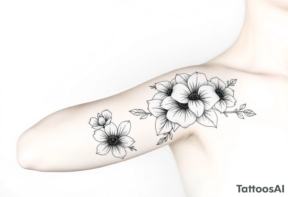 Floral Elements: Incorporate state flowers—bluebonnet (Texas), mountain laurel (Connecticut), and coast rhododendron (Washington
Arm sleeve shoulder to elbow tattoo idea