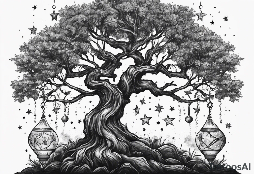 Poison tree with stars tattoo idea