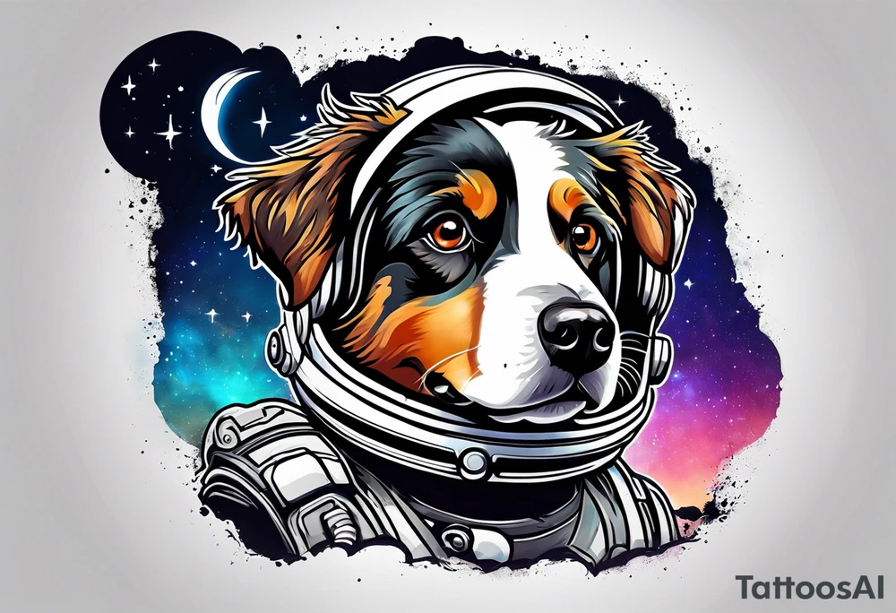Astronaut Australian shepherd dog in the galaxy tattoo idea