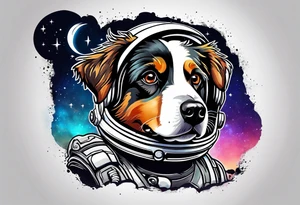 Astronaut Australian shepherd dog in the galaxy tattoo idea