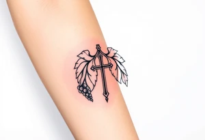 YH WH in lungs with cross and grape vines tattoo idea