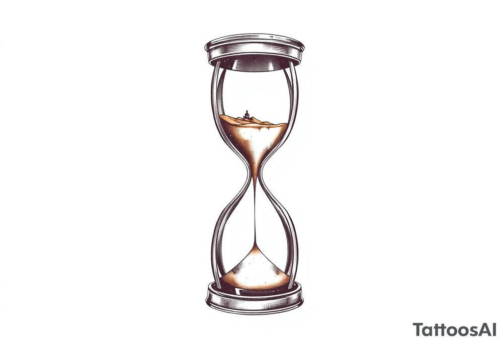 antique hourglass with day and night in the background tattoo idea