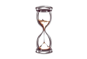 antique hourglass with day and night in the background tattoo idea