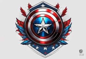 Une épee transperce le bouclier de Captain America tattoo idea