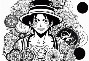 Luffy half normal half gear 5 tattoo idea