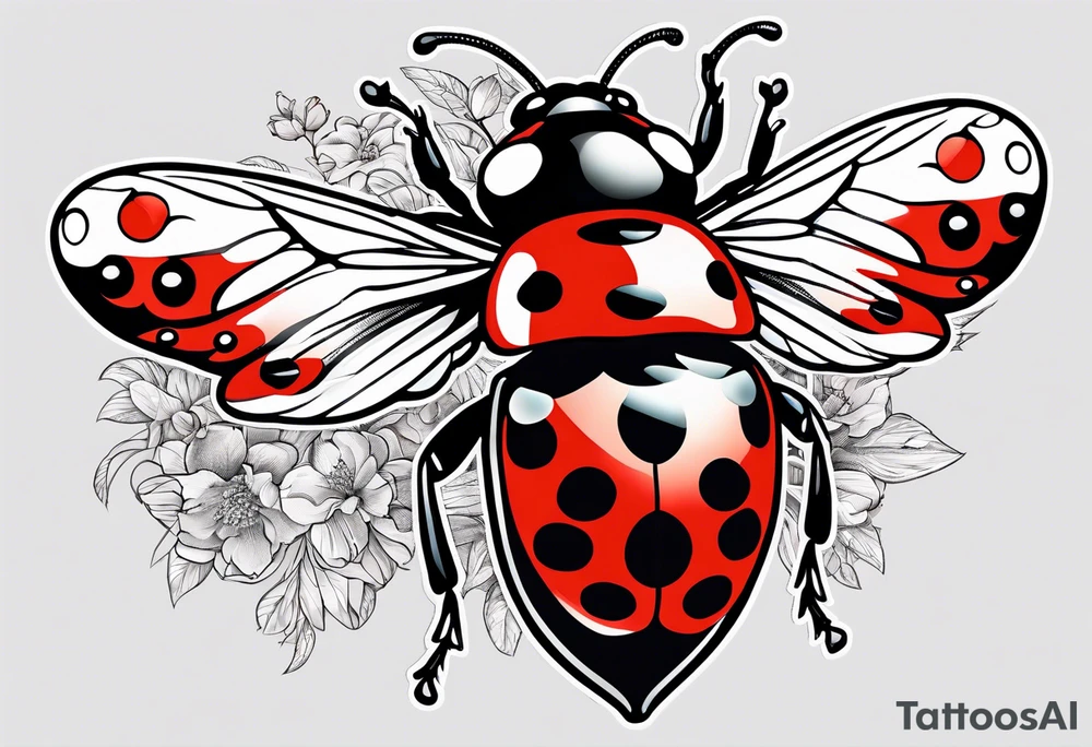 Wings out ladybug tattoo idea