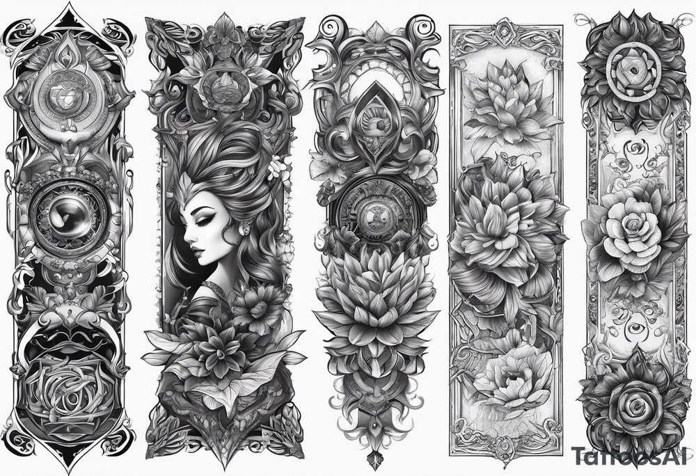Full leg tattoo sleeve square tattoo idea