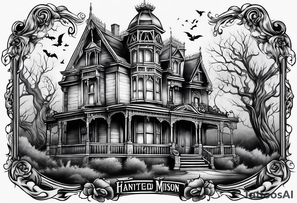 Haunted mansion tattoo idea