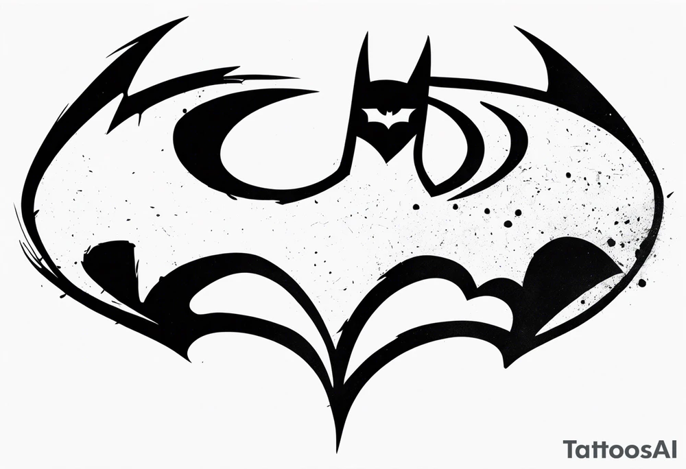 batman symbol, dirty, sketchy tattoo idea