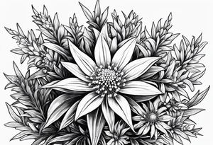 Edelweiss flower on a mountain tattoo idea