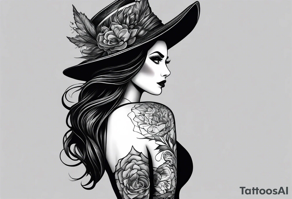 full arm sleeve very dark with Elphaba tattoo idea
