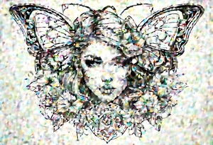 Feminine Capricorn tattoo with geometric designs and butterflies tattoo idea