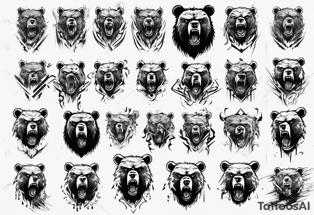 Angry bear coming up behind a city tattoo idea