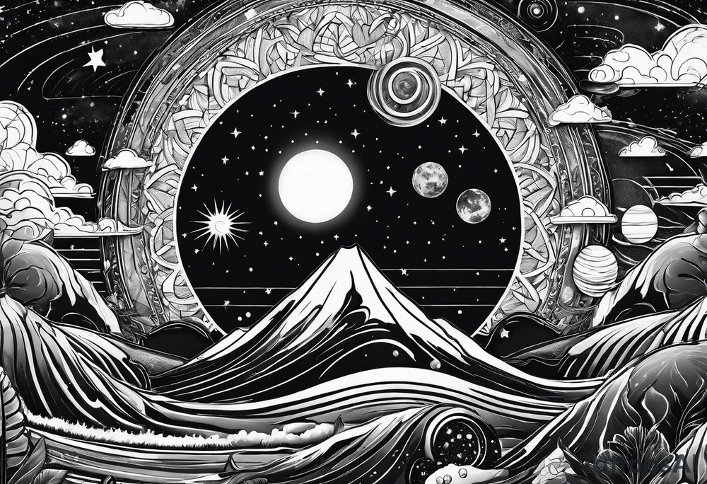 solar system, on spine tattoo idea