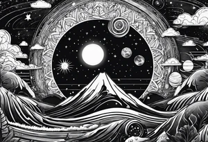 solar system, on spine tattoo idea