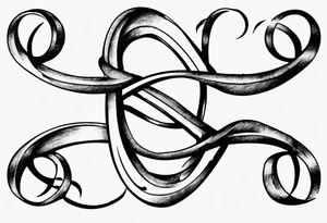 "Through thick & thin" written in the shape of an infinity sign tattoo idea